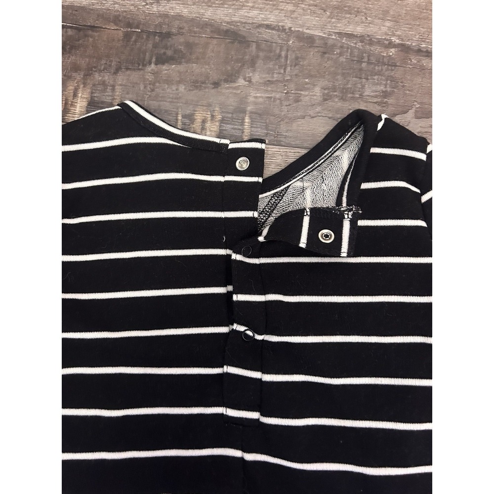 Old Navy 4T Black & White Striped Cotton Knit One-Piece Snap Crew Neck - Picture 4 of 4